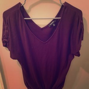 Express Burgundy Short Sleeve Top